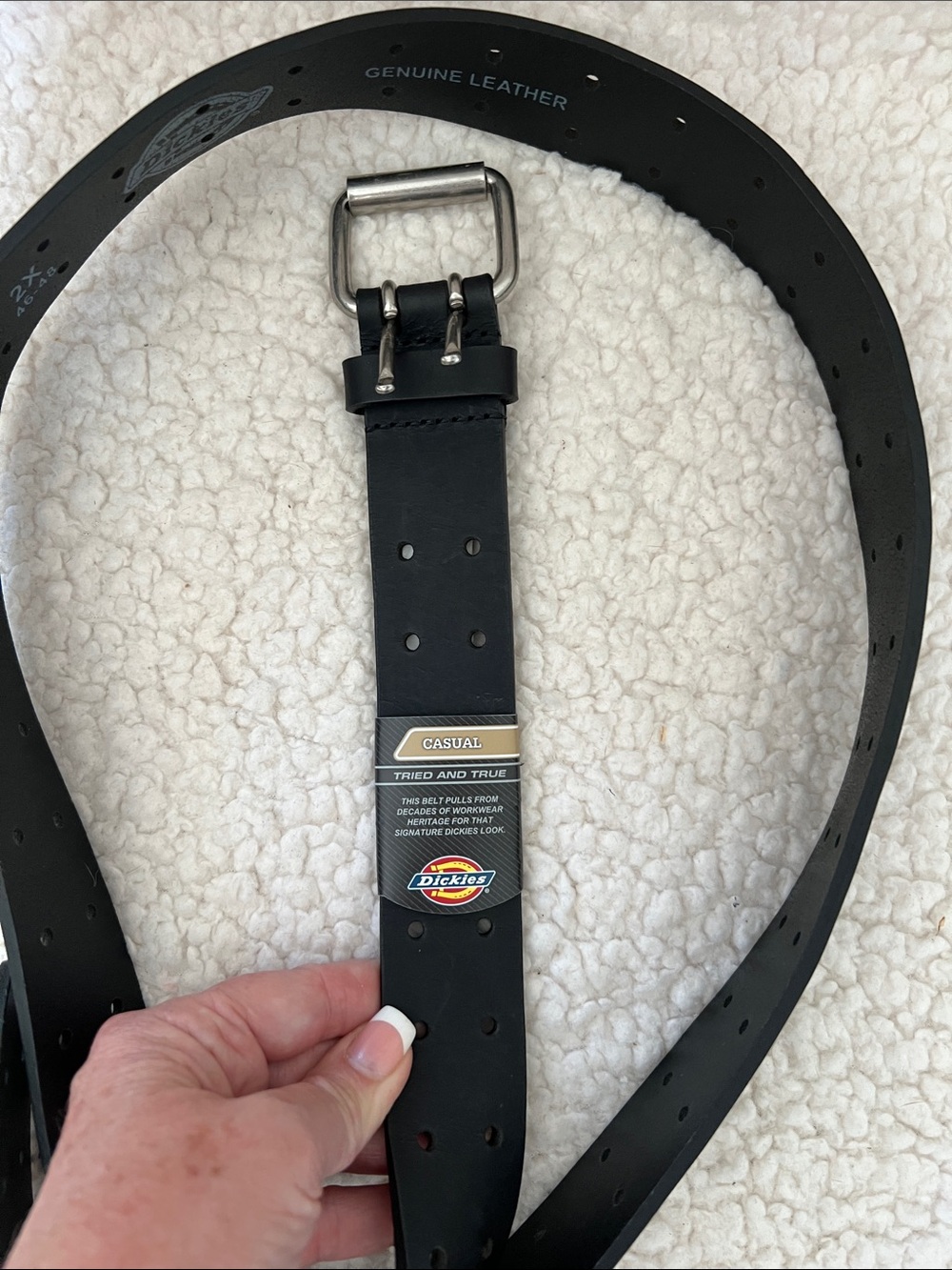 Dickies Black Leather Casual Belt with Silver Buckle - Size 2X (46-48)